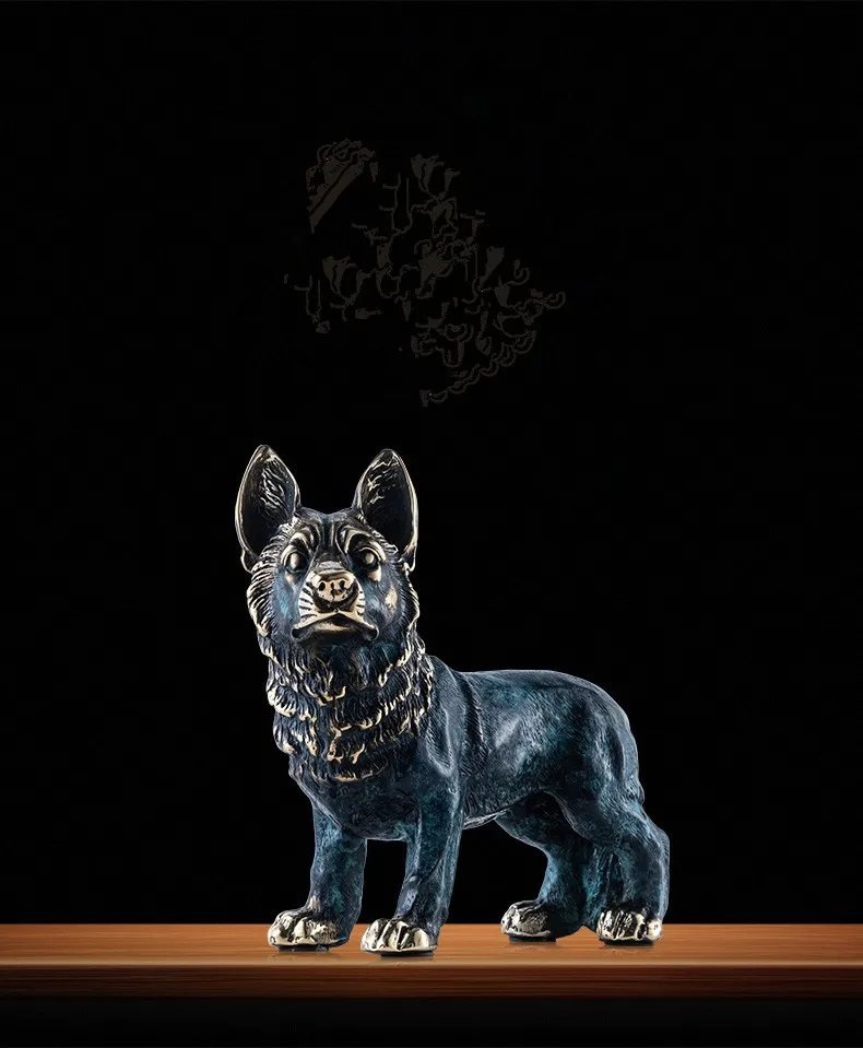 Factory custom copper crafts dog sculpture metal dog statues for home decor