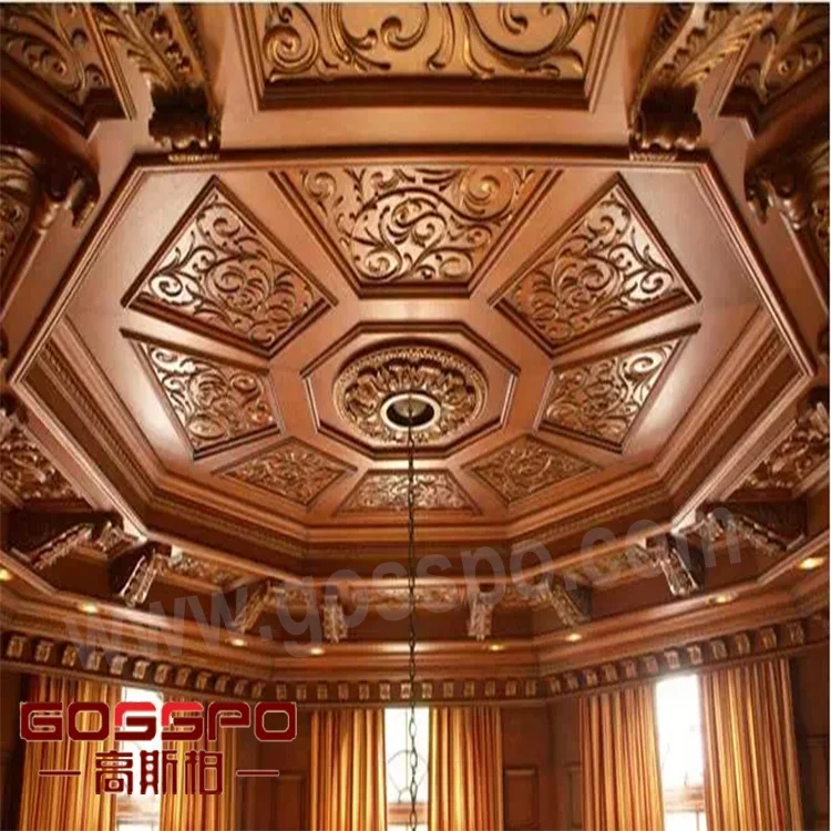 
luxury French designs solid teak wood veneer ceiling panels craved wood ceiling panels 