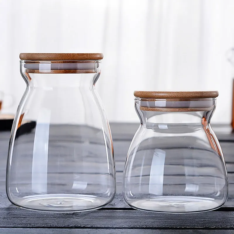 Home usage Big Capacity Clear Glass Storage Jar Eco-friendly Durable Hermetic Tea