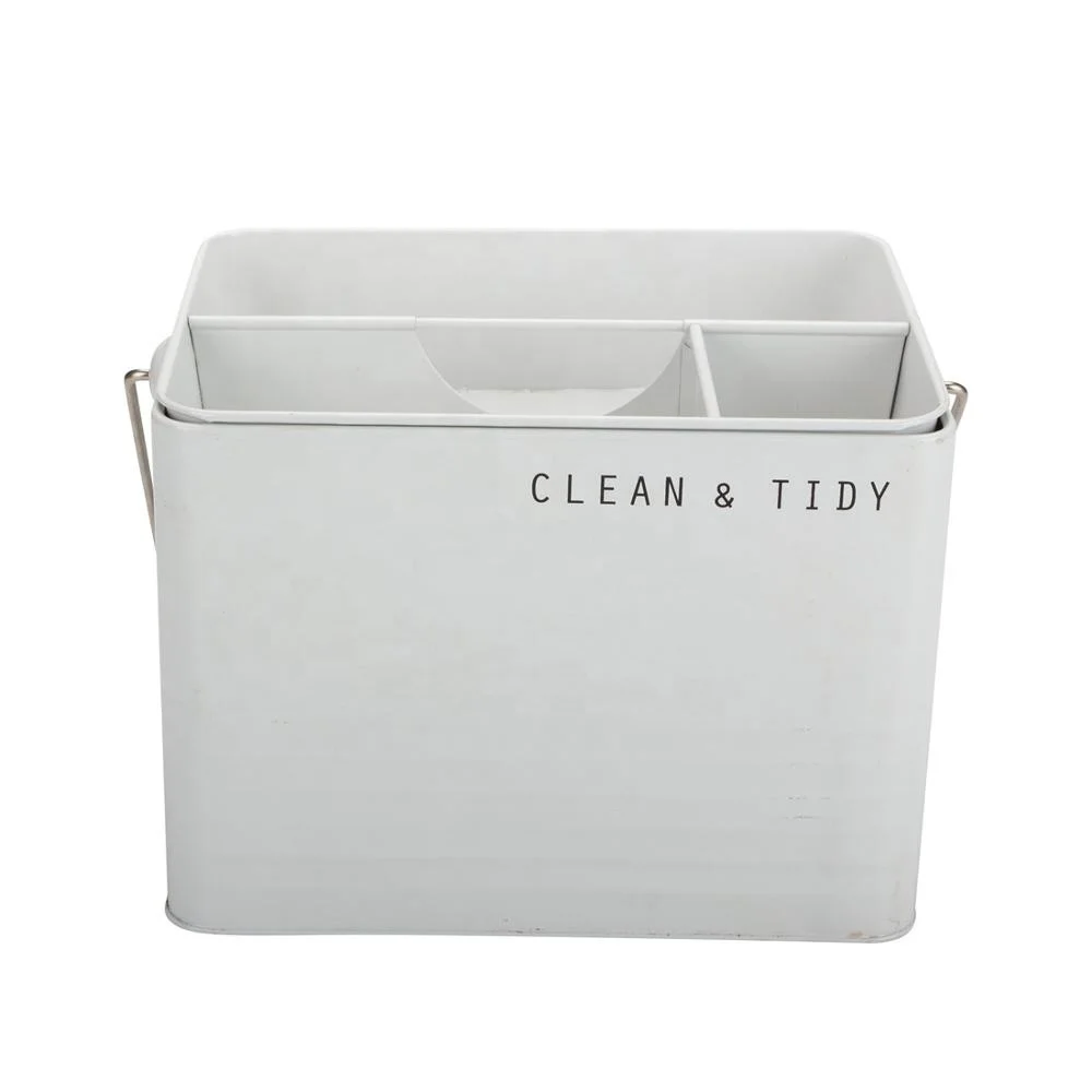 Powder Coating Cream Color Metal Housekeepers Box House Cleaning Caddy Tool Carry Box