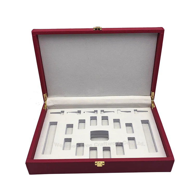 High quality wooden covered pu leather gift box cosmetic set packaging box  perfume essential oil bottle boxes