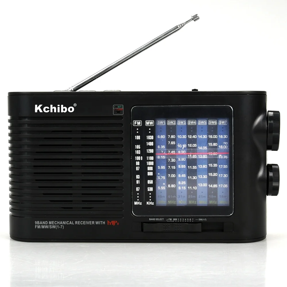 Kchibo no screen 220V AC power supply FM/MW/SW1-7 with MP3 player 9 band radio