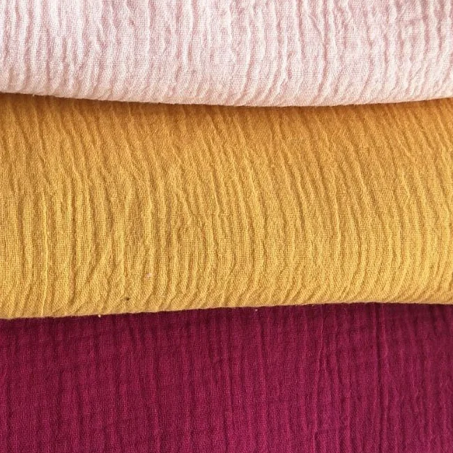 hot sale cotton crinkle crepe fabric textile for baby garment