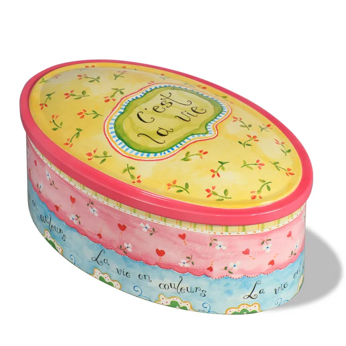 China Manufacturer Lovely Stainless Steel Oval Cake Tin Jar
