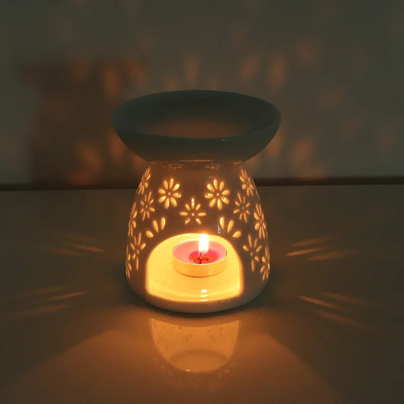 Living Room Tealight Candles Holder for Spa Meditation Yoga Parlor Bedroom Home Decor Ceramic Essential Oil Burner Melt Warmer
