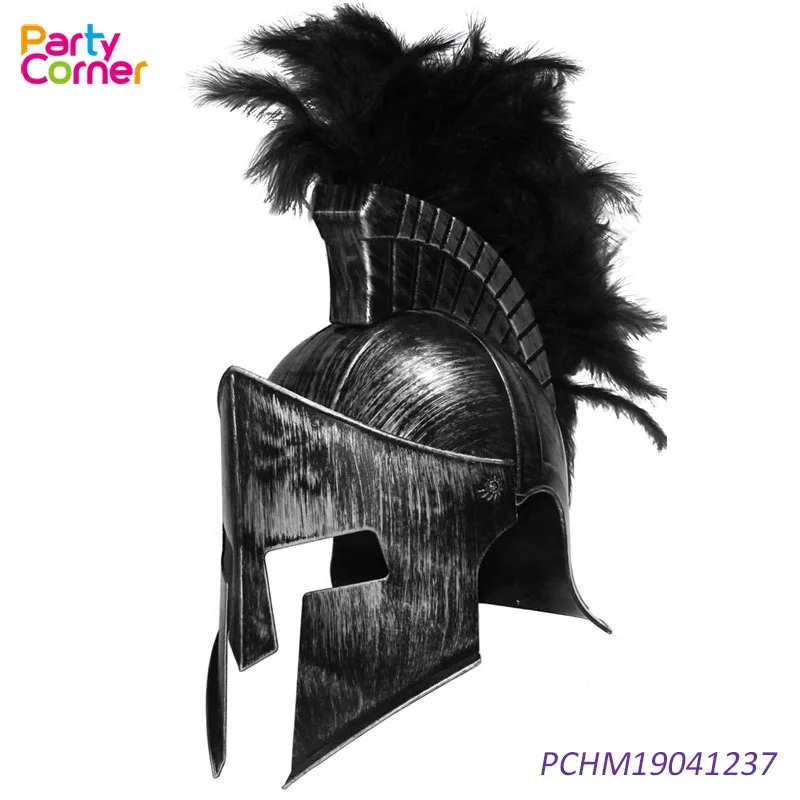 Spartan Helmet Armor Adult Medieval Roman Knight Hat With Hair