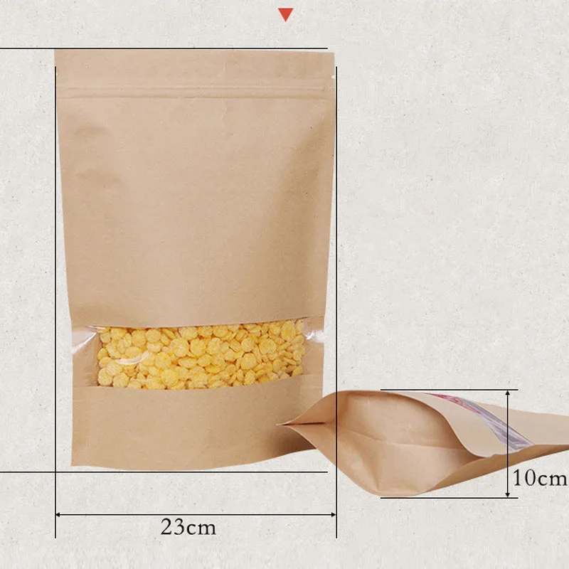 Yiwu Biodegradable Brown and white Kraft Paper Food Bag Stand Up Pouch Kraft Paper Doypack For Tea