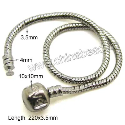 
Wholesale platinum bracelet, Brass European bracelet in platinum plating Wholesale platinum bracelet,Brass European bracelet &nbsp;in platinum plating, Approx diameter 3.5mm and 220mm in length