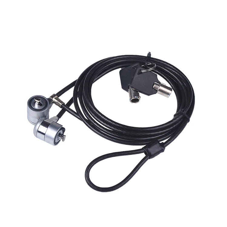 
 Two Lock Heads 1.8m Length Notebook Security Computer Cable Lock  