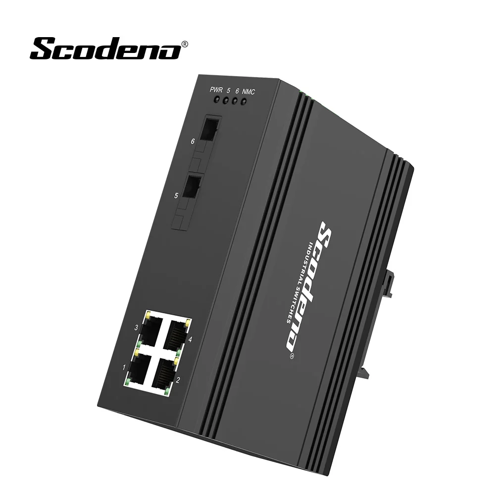 Scodeno Gigabit 2 с 4 портами PoE коммутатор Ethernet волокна