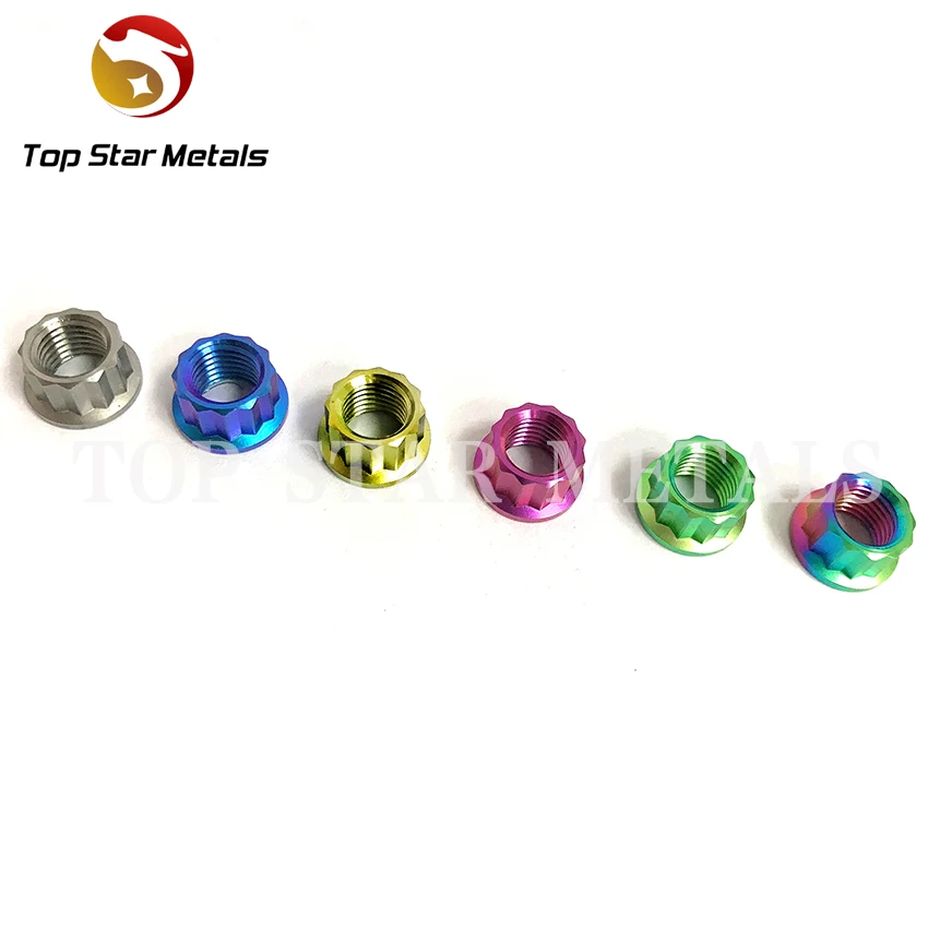 TITST  12PT Titanium Forged Bolts Titanium Bi Hex nut  M8 M10 M12  12 point flange  titanium Nut