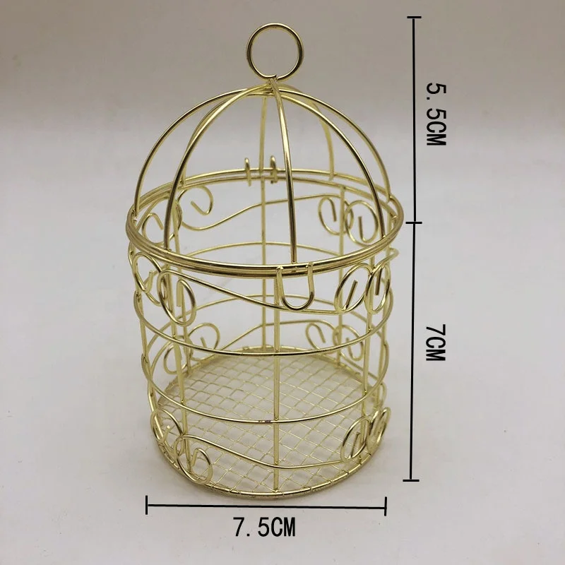 Ywbeyond Gold Wedding Favor Box Romantic Wrought Iron Birdcage Tin Candy Box for Indian Wedding Parties and Events