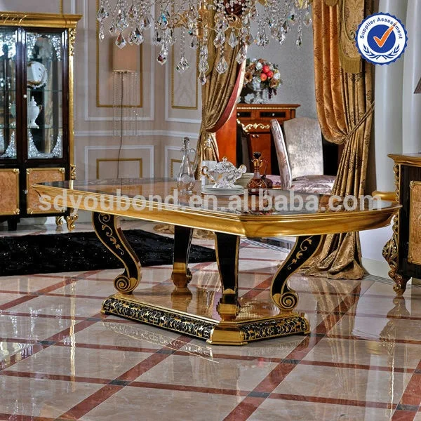 
0061 European classic round dining room set wood furniture 