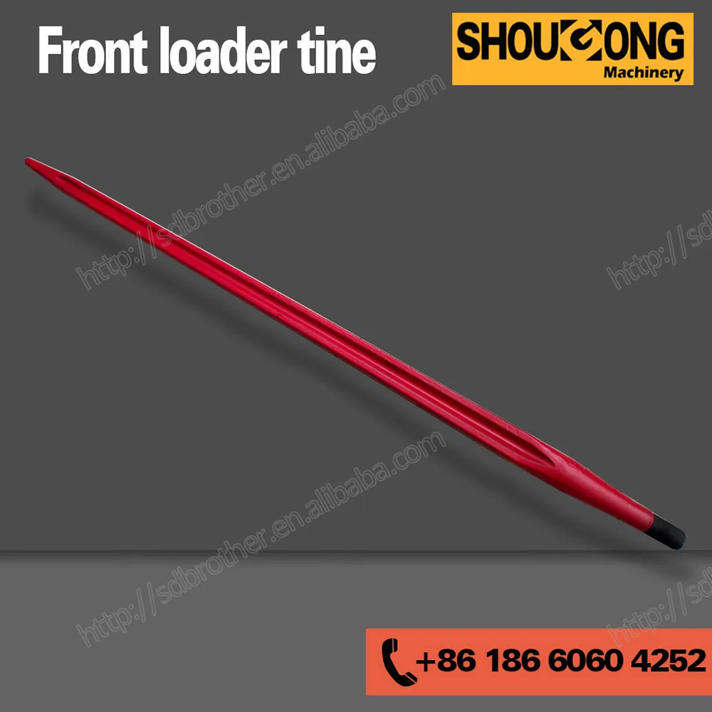 Tine bale spears with bolt nut and sleeve