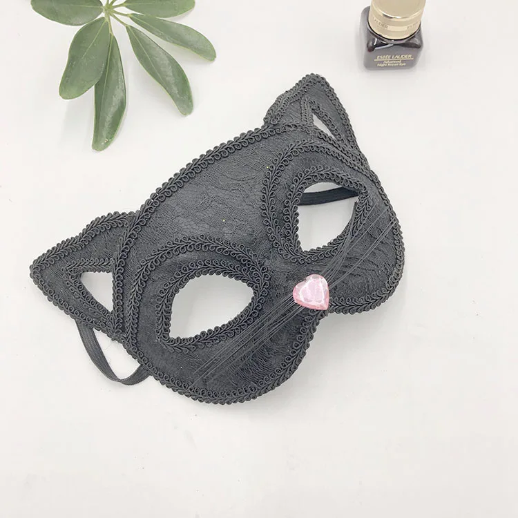 Фабричная Венецианская Маскарадная маска Женская сексуальная черная блестящая необычная кошка кружевная маска для глаз