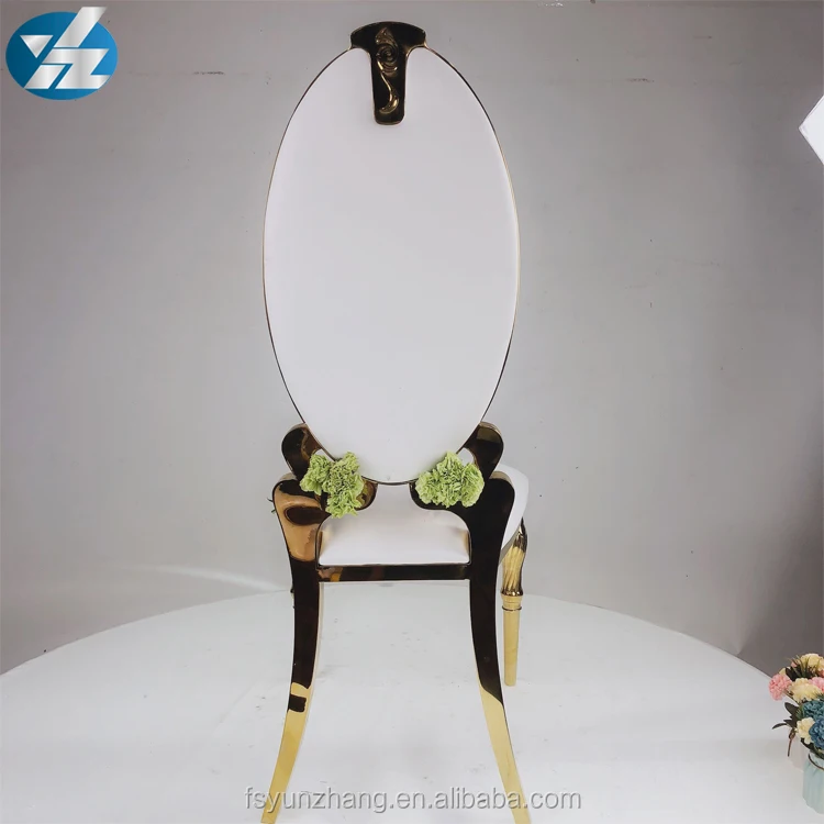Yunzhang Furniture French Style Gold stainless steel Dining Room Chairs with white pu