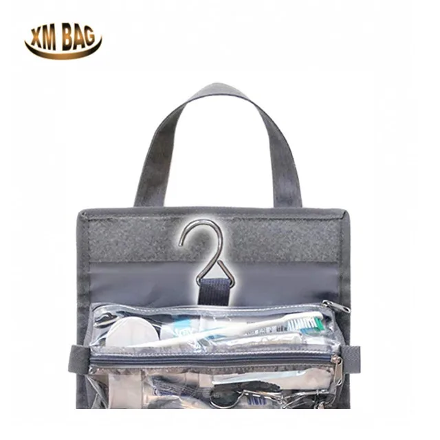 Hanging Travel Toiletries Bag for Women & Men Roll Up Compact Cosmetic Kit with Hook Removable Carry On Pouches