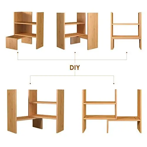 bamboo bookshelf desk storage organizer