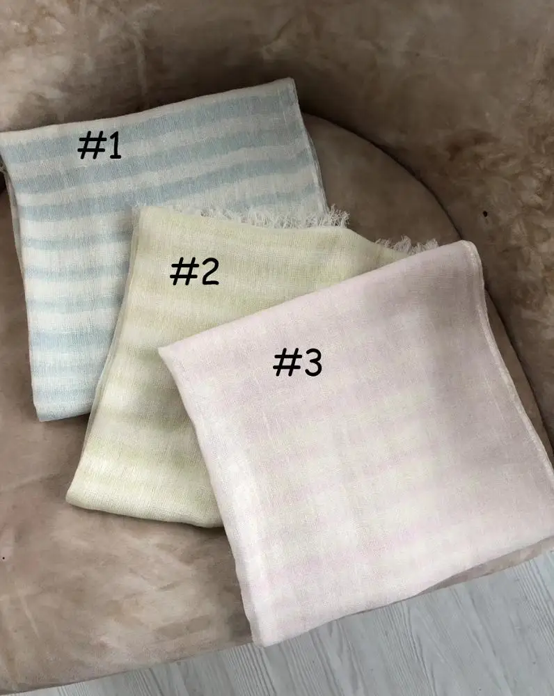 High quality 50%cotton50%linen luxury lady men natural mascadas echarpe shawl eco friendly wholesale stripe linen scarves