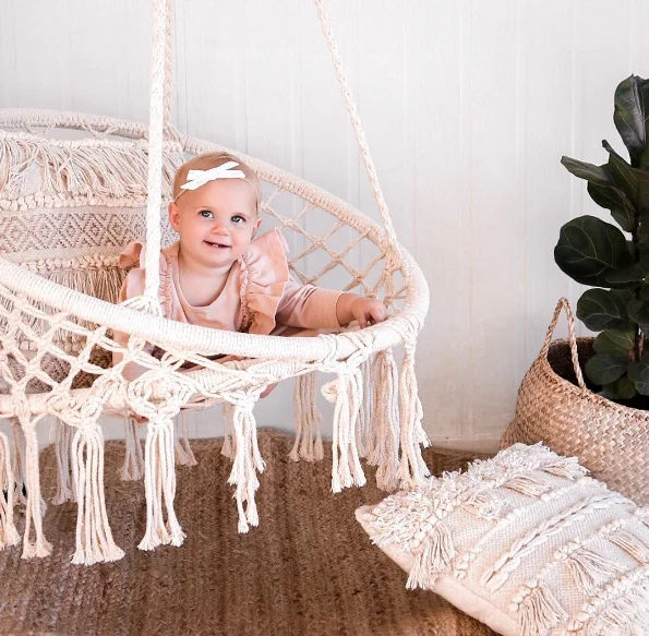 
Hammock Chair Macrame Swing, Hanging Cotton Rope Macrame Hammock Swing Chair 