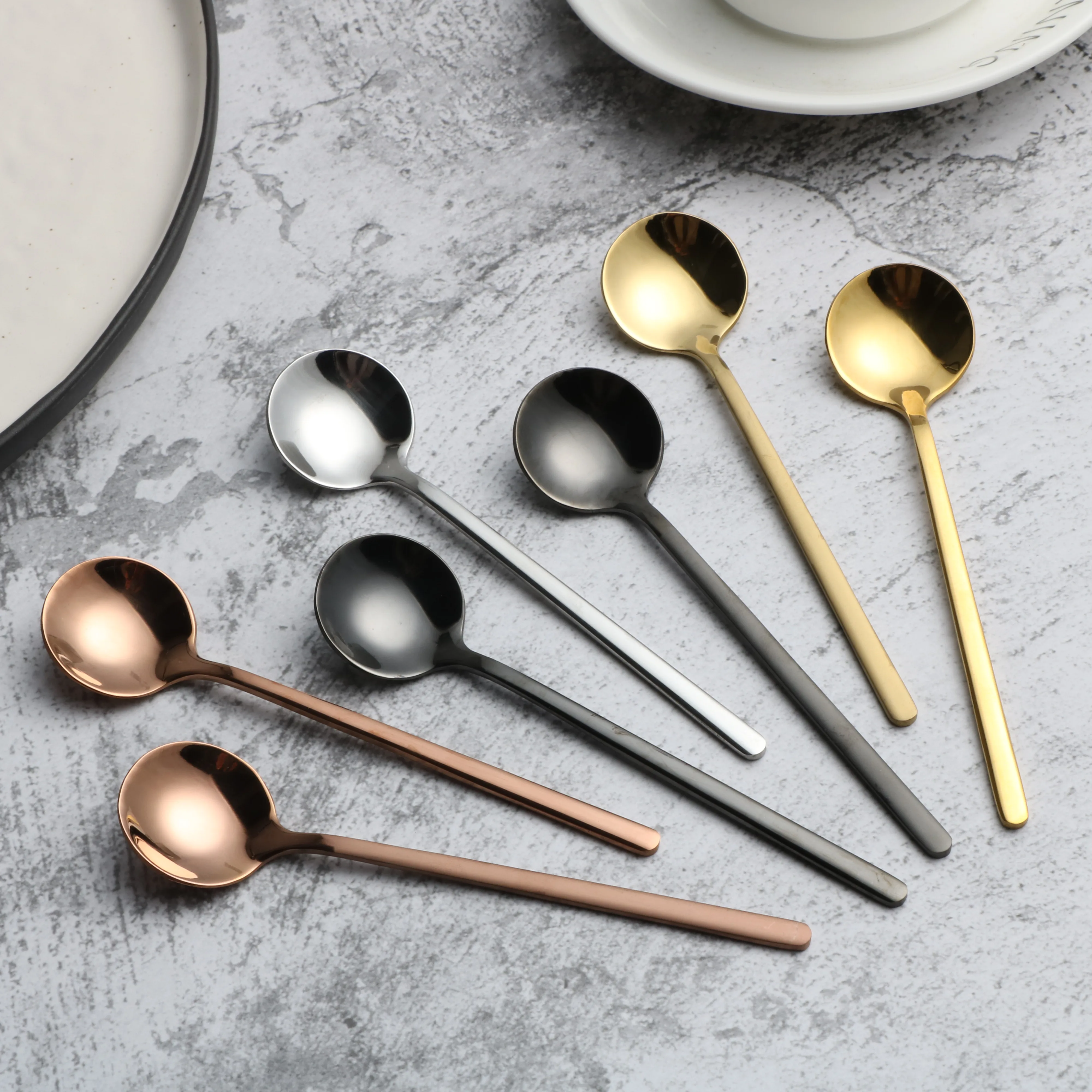 Factory Hot 304 Stainless Steel Small Coffee Spoon Delicate Ice Cream Soup Honey Spoon