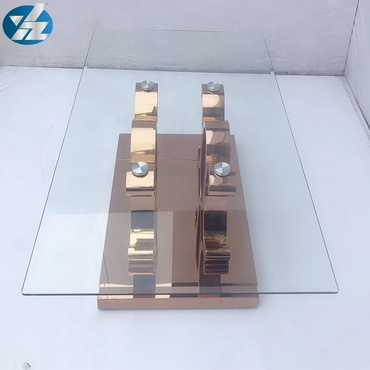 Bigger size tempered glass stainless steel dining table