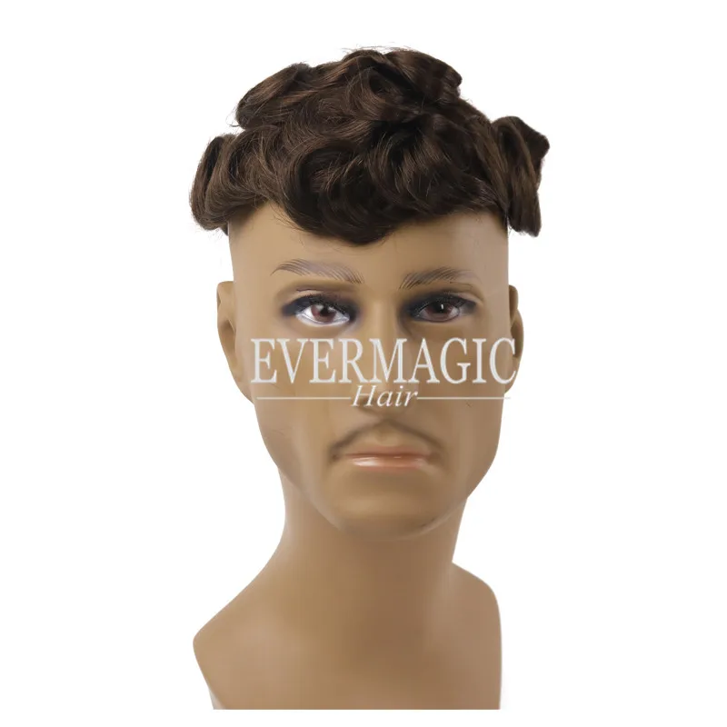 
Wholesale Handsome #5 Brown Human Hair Toupee for Men Full Lace Hair Wig For Hair Loss Men 