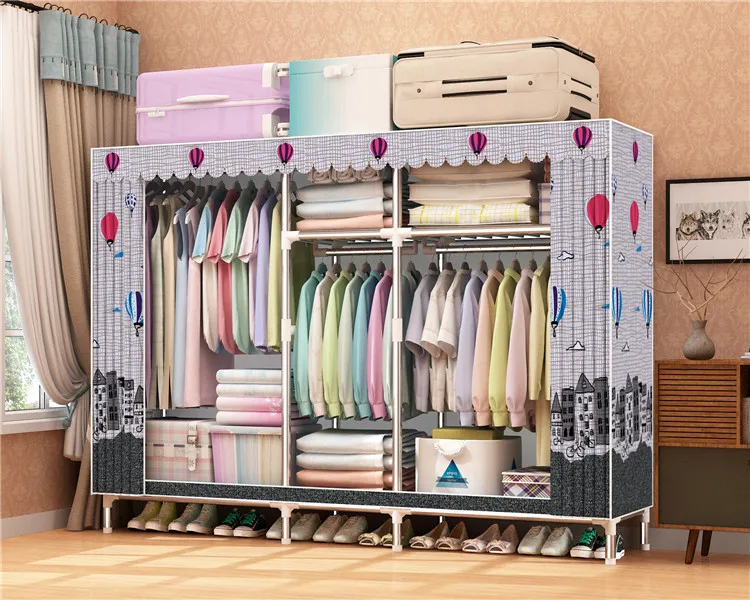 
Manufacturer direct assemble portable fabric cloth cabinet folding wardrobe Large size 8200 