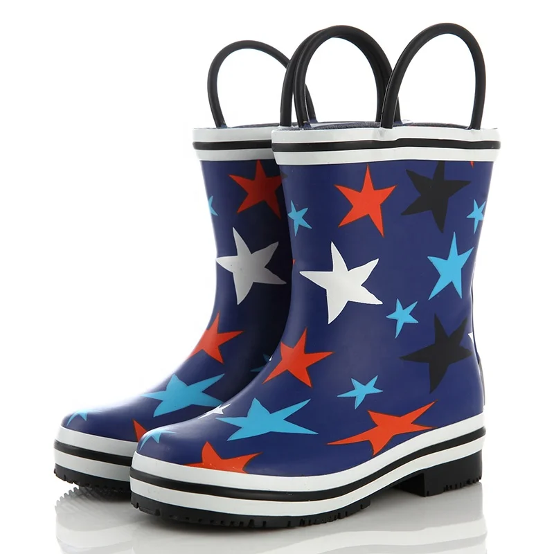 
Wholesales spaceship printed lovely boys rubber boots blue rubber baby rain boots 