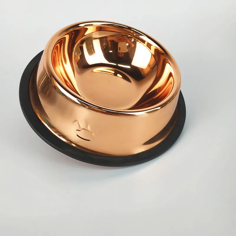 High Quality Gold Rose Copper Pet Bowls Hot Sale Unique Design Stainless Steel Copper Dog Bowl