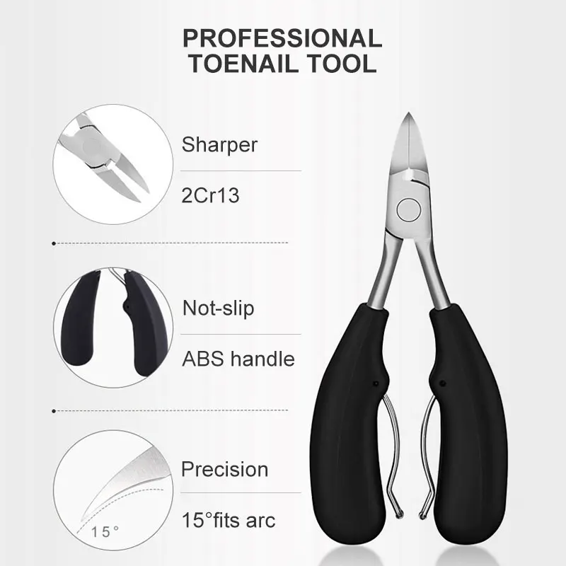 ABS Handle Double Spring Ingrown Toenail Trimming Cutter Pedicure Manicure Tools Podiatry Feet Care Stainless Steel Nail Clipper