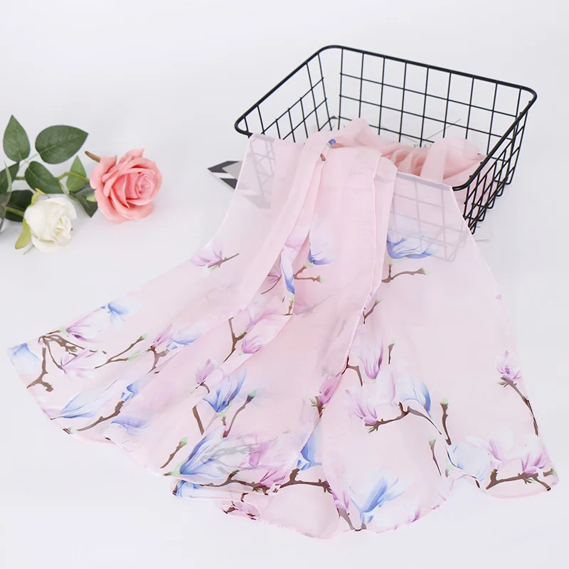 new korea style chiffon flower print scarf  head wrap hijab for women 0419043