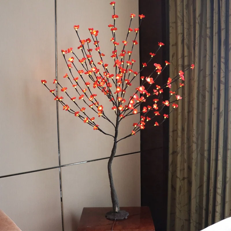 Цветок сливы, искусственный цветок для домашнего декора, белая сухая ветка дерева без листьев, декоративный свет