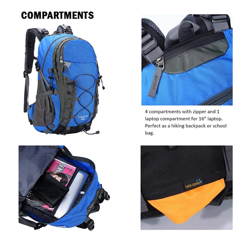 Легкий походный рюкзак 40 л для кемпинга, альпинизма, велоспорта, рыбалки