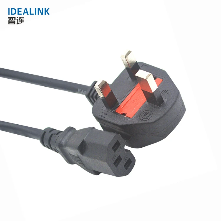 Пользовательские рекламные черный 3 булавки Великобритания plug Британский Стандартный компьютер шнур питания кабель