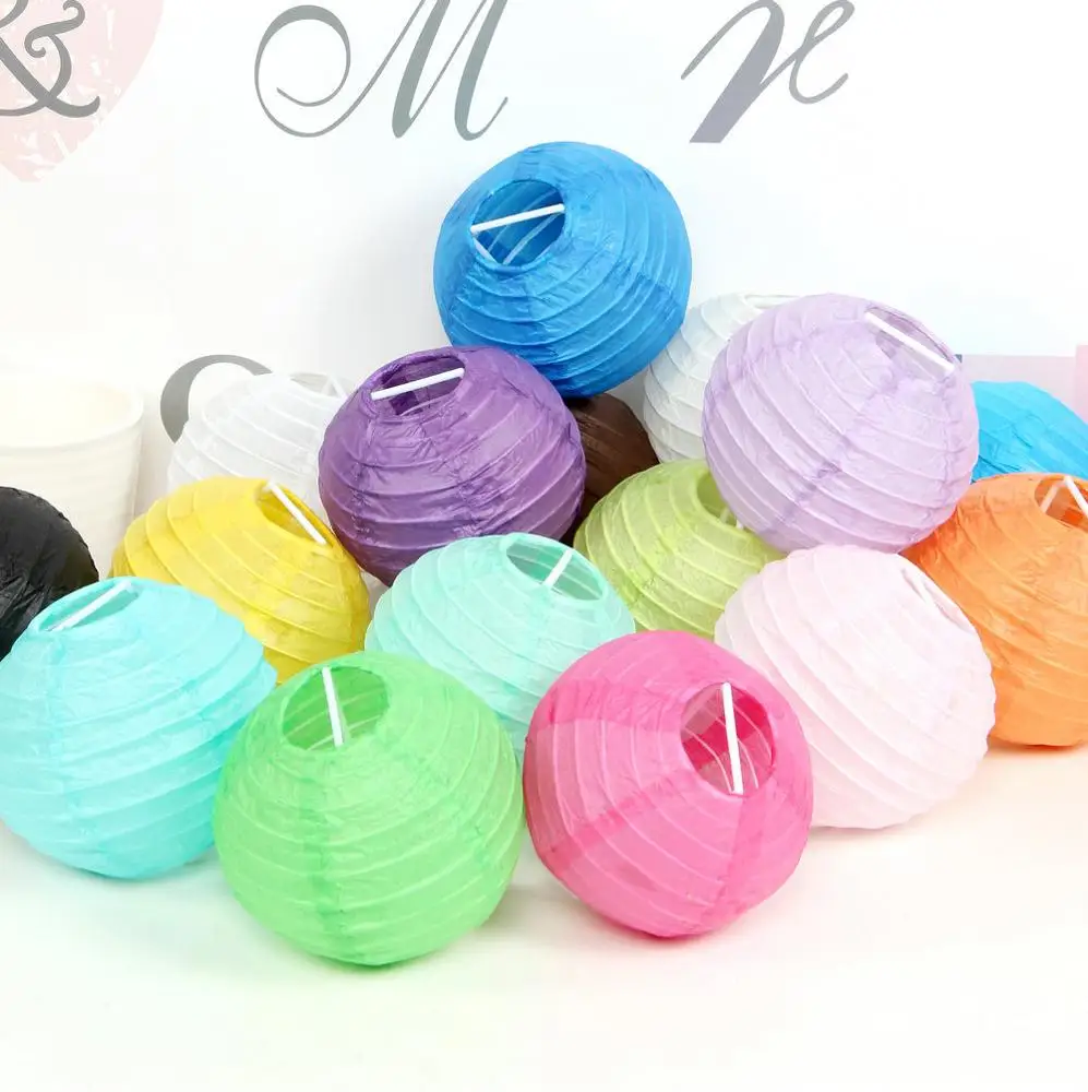 
White Stripe Round Paper Lantern Wedding Decoration Lantern 