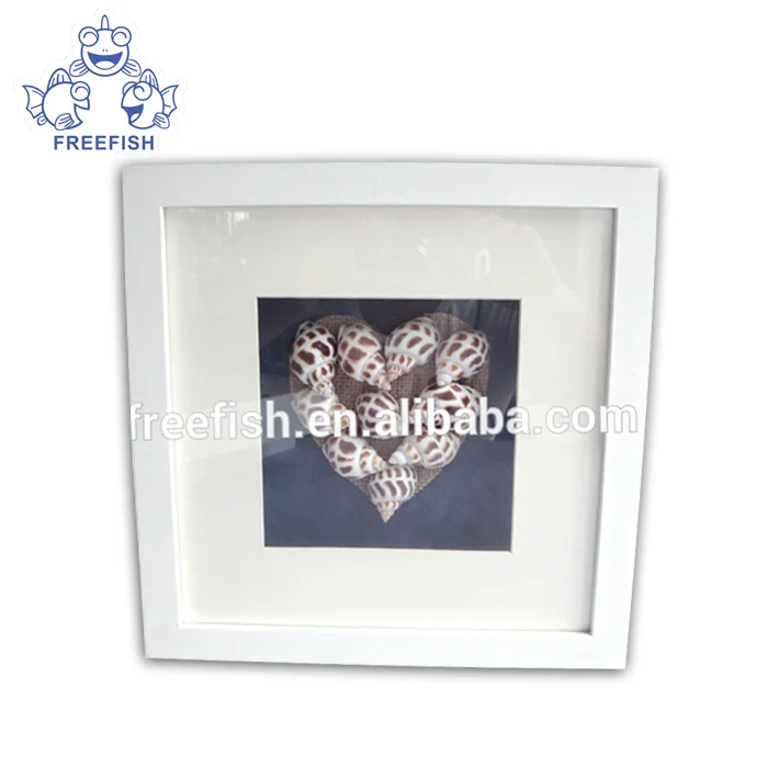 Mini 3D seashell art shadow box frame,  Wooden Picture Frame Black 3d Shadow Box For Desktop and Wall Hanging