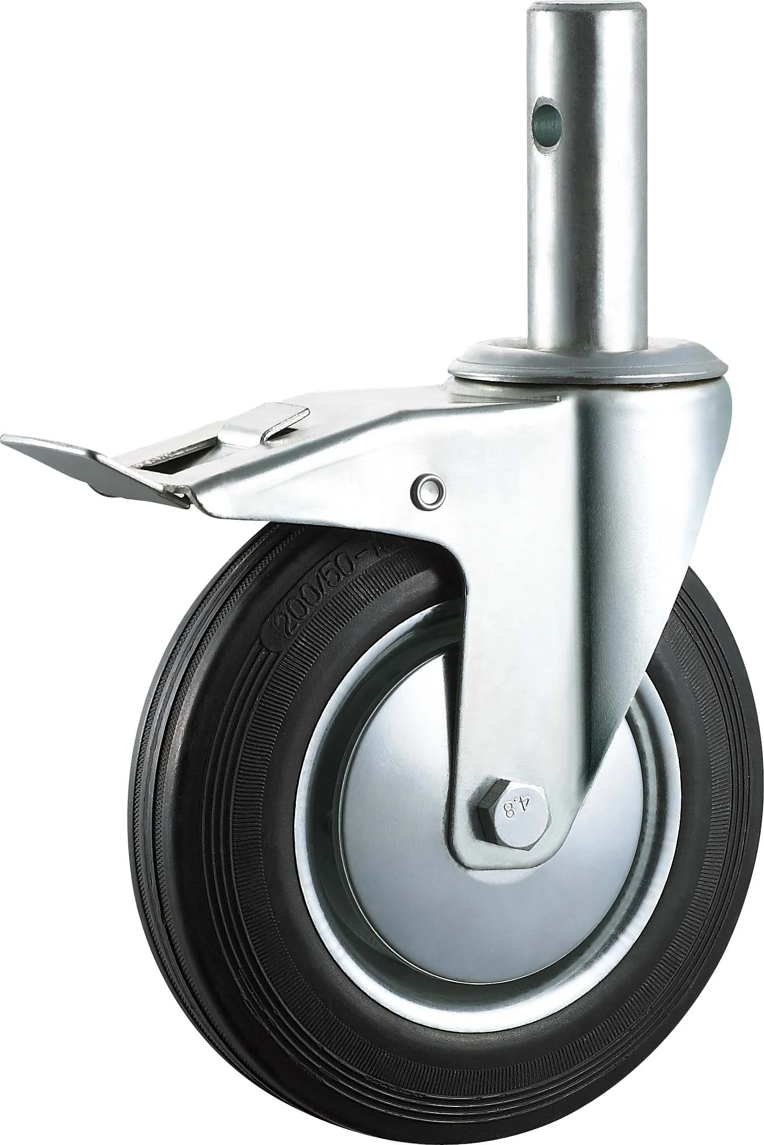 Scaffold caster wheel 6 inch Cast Iron core polyurethane swivel caster with rear brake heavy duty caster wheel