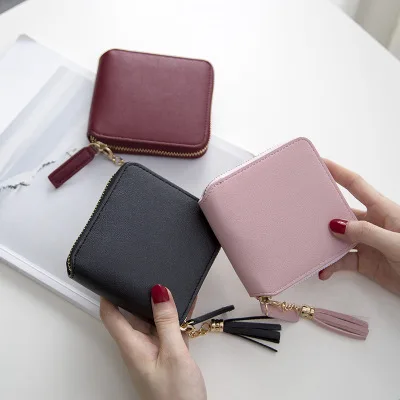 MIYIN Short Wallet Student New Fashionable and Beautiful Simple Zipper and tassel Small Wallet ladies wallets