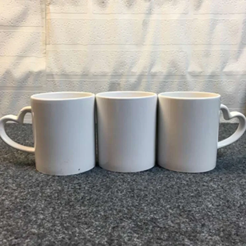 Rubysub M002 High Quality 11oz Heart Handle Ceramic Sublimation Blanks Coffee Mugs Supplier Wholesale