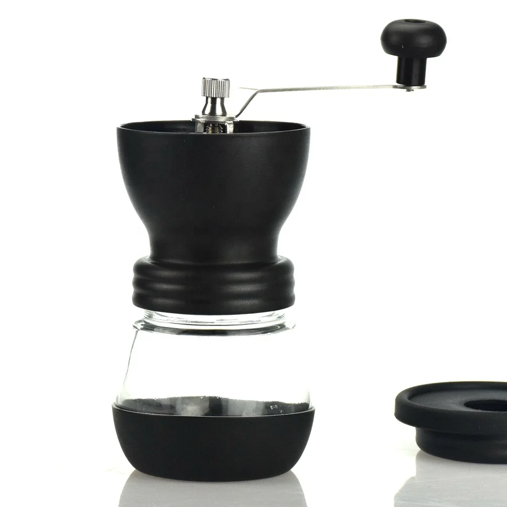 
BM155 Kitchen Accessories Manual Coffee Grinder with Ceramic Burrs Hand Coffee Mill with Two Glass Jars 