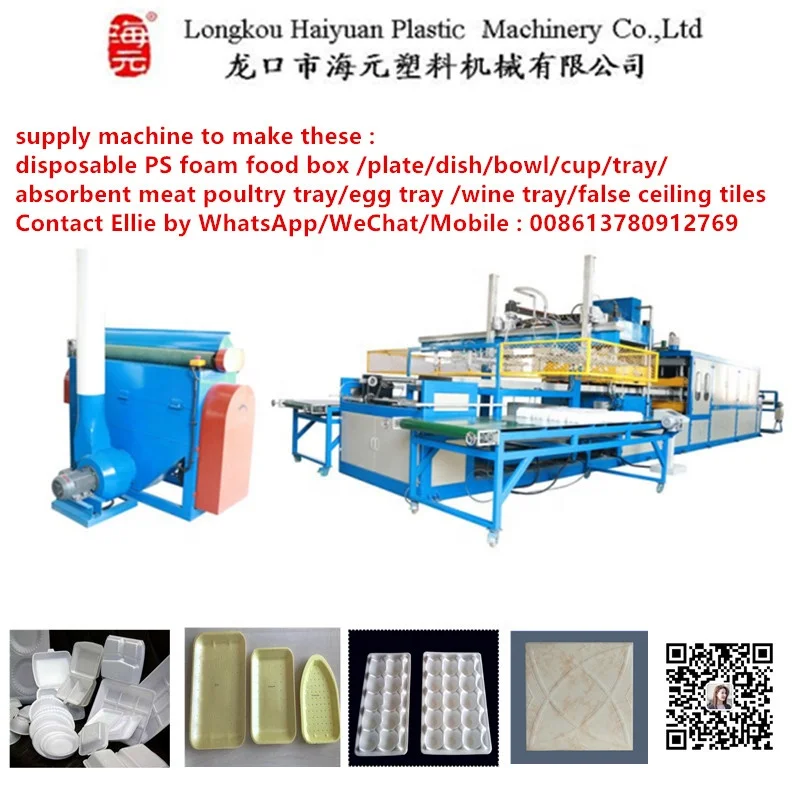 
10% off ! PS foam food container production line to make foaming absorbent trays , Contact Ellie Whats : 008613780912769 