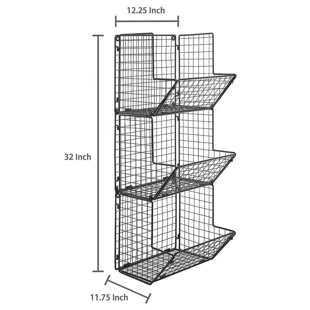 
Black 3 tier 4 tier wrought metal iron wire 2 tier collapsible wall hanging fruit basket 