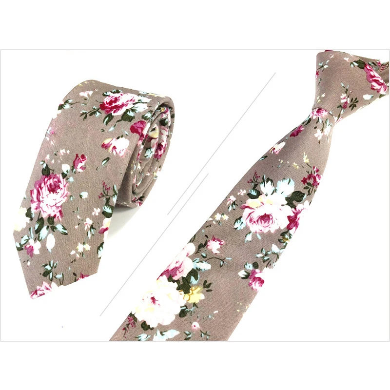 Мужская хлопковая футболка с цветочным принтом Цветочный Тонкий Узкие галстуки для мужчин