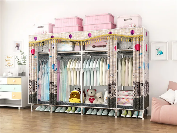 
New Portable Bedroom Funiture Foldable Fabric Clothes Closet Storage Wardrobe Modern Style Factory Promotion C215 