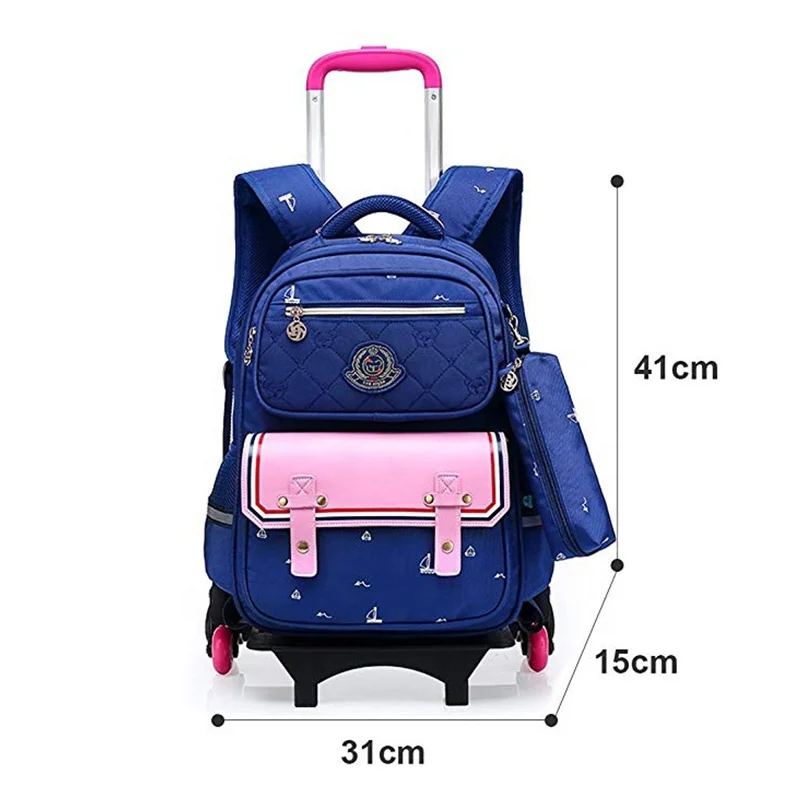 Kids Rolling Backpacks with Trolley School Bag Wheeled Waterproof Removable luggage