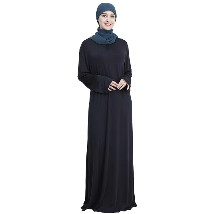 New Fashion Solid Color Maxi Size Arab Abaya Muslim Women Long Dress