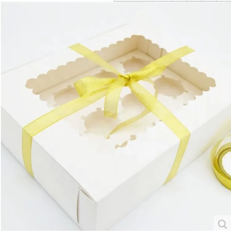 Custom design PET Window Food Grade Paper Gift Cup Cake Box