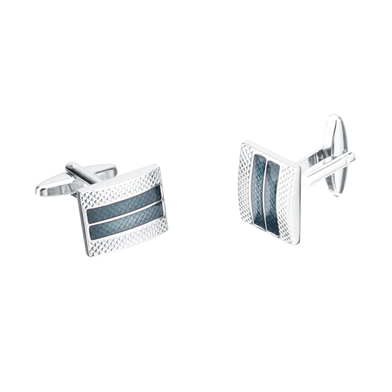 Simple Square Indigo Enamel Cufflinks for Mens