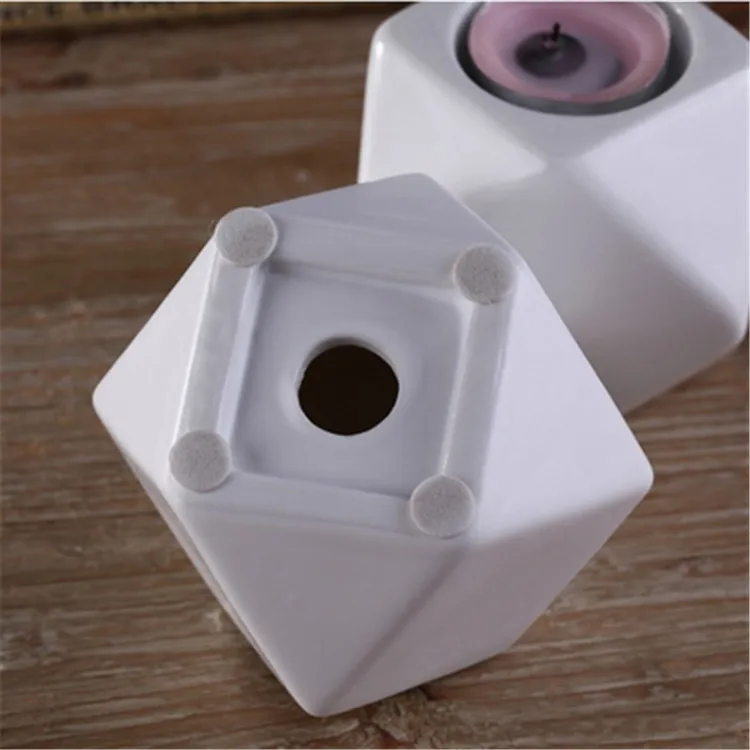 Геометрический дизайн, Подарочная поделка, оптовая продажа, Матовые Белые керамические уникальные пустые банки для свечей